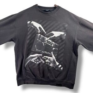 ORISUE Pullover Sweatshirt Mens Large Black Graphic Crew Neck Sweater LongSleeve